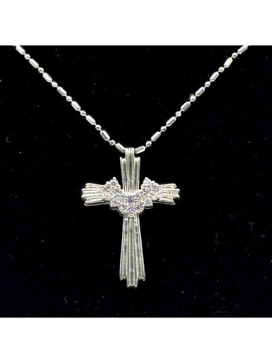 Unbranded Jewelry - Christian Cross Sterling Silver Pendant Necklace Draped with Elegant Sash 24"